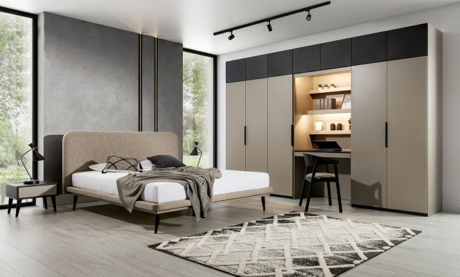 Edles Schlafzimmer Set Designer Doppelbett Kleiderschrank Nachttische