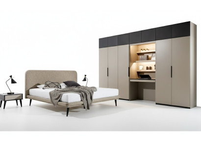 Edles Schlafzimmer Set Designer Doppelbett Kleiderschrank Nachttische