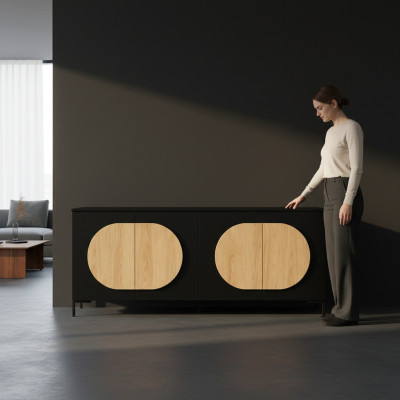 Schwarz-Braune Kommode Schlafzimmer Designer Holz Kommode Edle Anrichte