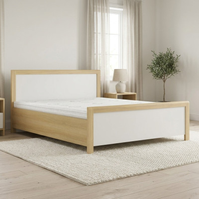 Schlafzimmer Holzbett Weißes Doppelbett Designer Helles Holzgestell Neu
