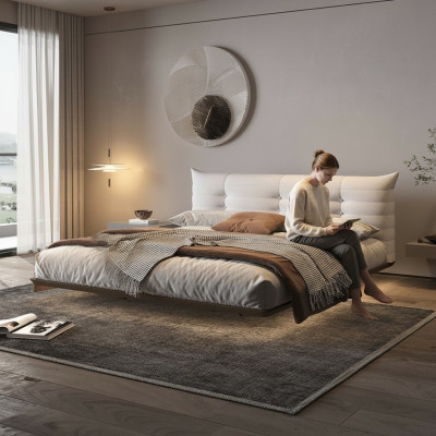 Weißes Schlafzimmer Bett Designer Wandbett LED-Betten Holzgestell Möbel