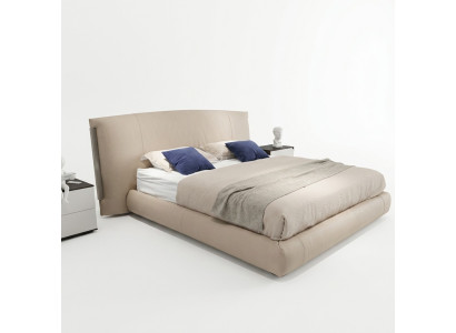 Beiges Modernes Doppelbett Designer Bett Schlafzimmer Möbel Holzgestell