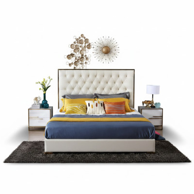 Weißes Chesterfield Großes Bett Schlafzimmer Möbel Designer Betten Neu
