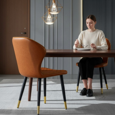 Brauner Esszimmer Stuhl Moderner 1-Sitzer Designer Einsitzer Lehnstuhl