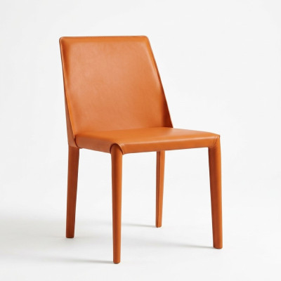 Oranger Kunstlederstuhl Esszimmermöbel Moderne Stühle Holzgestell Neu