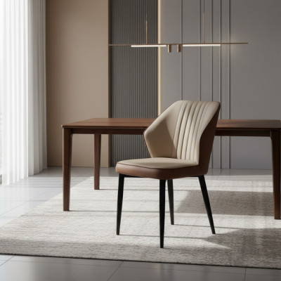 Braune Lehnstühle Edle Esszimmer Sitzmöbel Holzstühle Luxus Textilmöbel