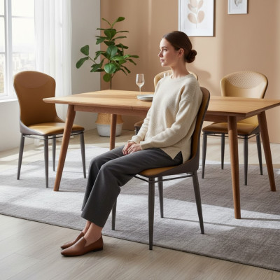 Brauner Esszimmerr Einsitzer Luxuriöse Polsterstühle Moderne Holzstühle