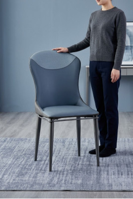 Blauer Esszimmerstuhl Ohne Arhmlehnen Holzstühle Designer Lederstühle