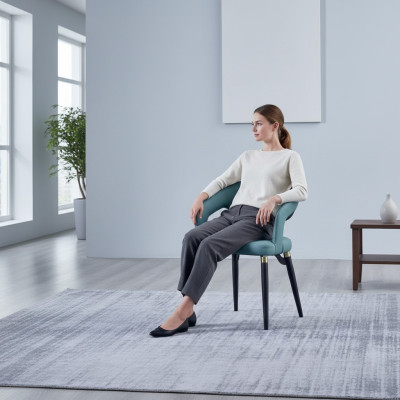 Blauer Esszimmer Stuhl Luxus 1-Sitzer Stilvolle EInsitzer Holz Stühle