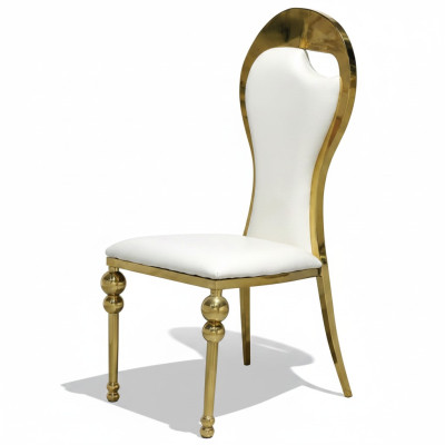Klassischer Esszimmer Weiß-Goldener Stuhl Polsterstühle Holz Stühle Neu