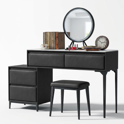 Schlafzimmer Schminktisch Frisierti schschwarz und Schubladen Stuhl