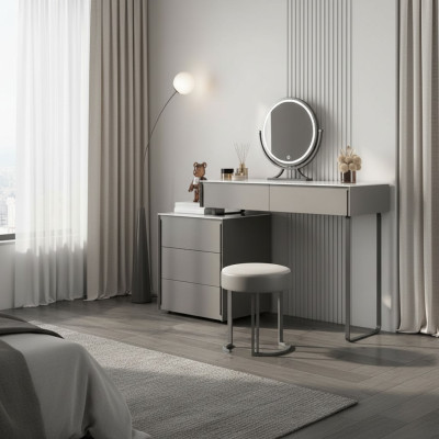 Grauer Schminktisch Designer Schlafzimmer Möbel Holz Luxus Frisiertisch