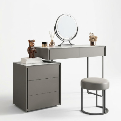 Grauer Schminktisch Designer Schlafzimmer Möbel Holz Luxus Frisiertisch