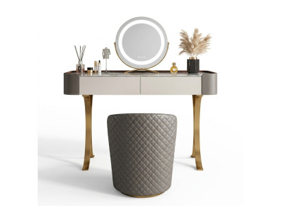 Beiger Schminktisch Designer Frisiertische Luxus Schubladen Holz Möbel