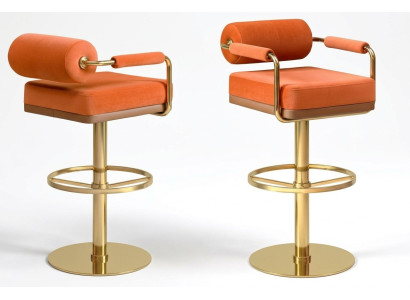 Oranger Barstuhl Edelstahl-Sitzer Edler Einsitzer Moderne Lounge Möbel