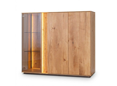 Hellbraune Vitrine Designer Esszimmer Anrichte Holz Schränke LED-Schrank