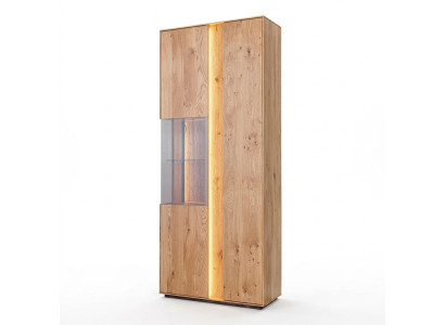 Wohnzimmer Braune Holzvitrine LED-Vitrine Holz Schrank Glasschrank Neu