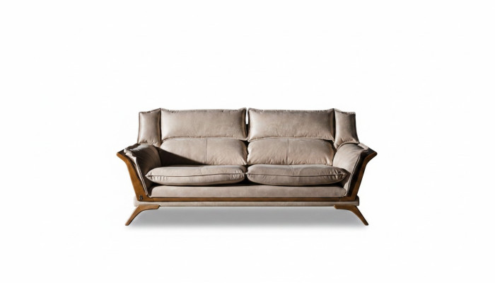 Beiger 3-Sitzer Luxus Sofas Polstermöbel Leder Wohnzimmer Design Möbel