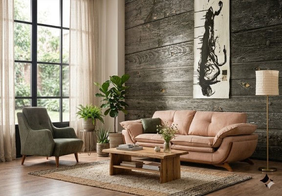Polster Wohnzimmer Garnitur Designer Dreisitzer Luxus Textil Sessel 2tlg