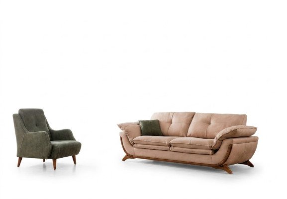 Polster Wohnzimmer Garnitur Designer Dreisitzer Luxus Textil Sessel 2tlg