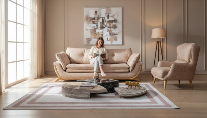 Beige Sitzgarnitur Luxus Sofas Designer Sofagarnitur 3+1 Sitzer Möbel