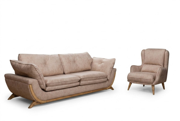 Beige Sitzgarnitur Luxus Sofas Designer Sofagarnitur 3+1 Sitzer Möbel