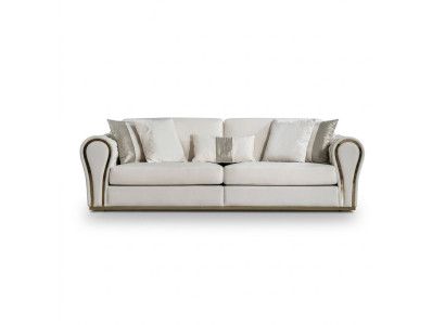Weißer Dreisitzer Designer Polstersofa Luxus 3-Sitzer Textil Sitzmöbel