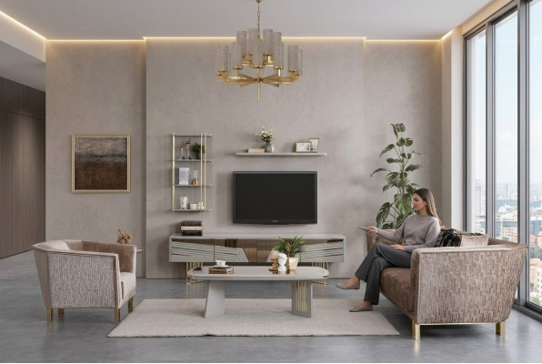 Graue Wohnzimmer Holzmöbel Designer TV-Schrank Wandschränke Wohnmöbel