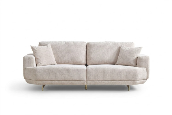 Weiß Textil 3-Sitzer Wohnzimmer Polster Sofa 3-er Wohnzimmer Couch Möbel 