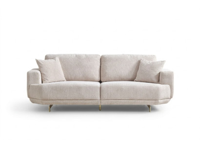 Weiß Textil 3-Sitzer Wohnzimmer Polster Sofa 3-er Wohnzimmer Couch Möbel 