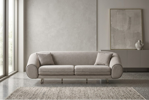 Moderne Beige Couch Wohnzimmer 3-Sitzer Luxus Polster Designer Sofas