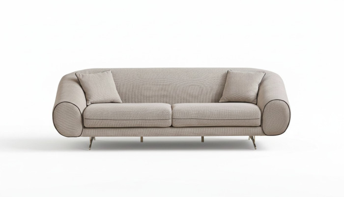 Moderne Beige Couch Wohnzimmer 3-Sitzer Luxus Polster Designer Sofas