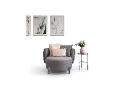 Grauer Polster Sessel Wohnzimmer Einsitzer Textil Sessel Lounge Möbel
