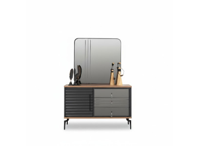 Stilvolle Braune Kommde Rechteckiger Spiegel Eleganter Schlafzimmer Set