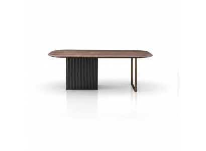 Brauner Holztisch Designer Esszimmer Möbel Halbrunder Edler Esstisch