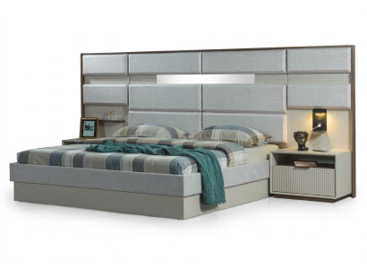 Weiße Schlafzimmer Möbel Designer Doppelbett Luxus 2x Holz Nachttische