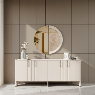 Esszimmer Luxuriöses Sideboard Stilvoller Glas Spiegel 2tlg Garnitur