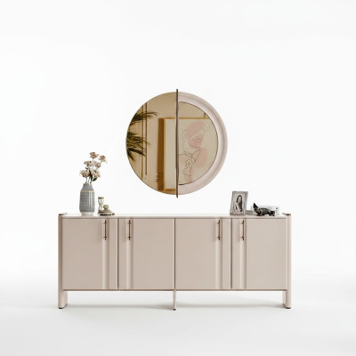 Esszimmer Luxuriöses Sideboard Stilvoller Glas Spiegel 2tlg Garnitur