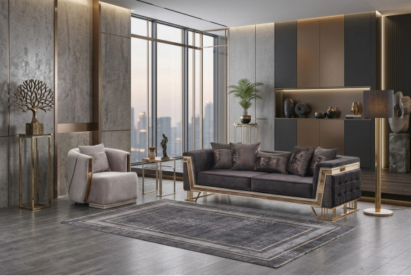 Polstergarnitur Luxus Sofas Dreisitzer Sessel Moderne Wohnzimmer Couch