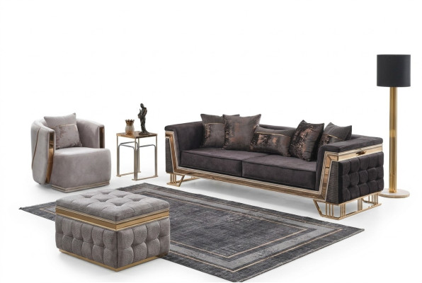 Polstergarnitur Luxus Sofas Dreisitzer Sessel Moderne Wohnzimmer Couch