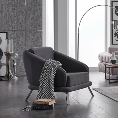 Sessel Textil Modern Möbel Designer Sitz Wohnzimmer Polstersessel 84x79x91