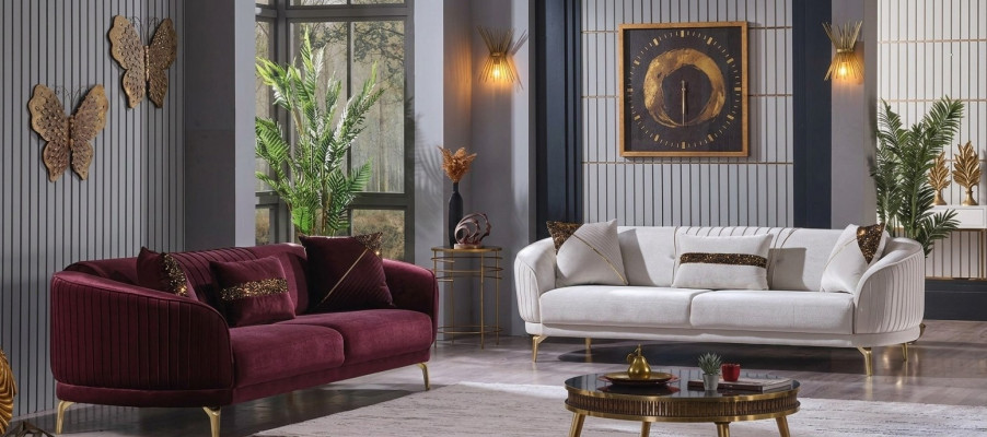Designer Polstersofa Set Dreisitzer Wohnzimmer Couchen Moderne Möbel