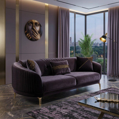 Dreisitzer Sofa Moderne Wohnzimmer Couch Schwarz Designer Polstersofas
