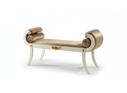Klassische Beige Polsterbank Sitzbänke Sitzmöbel Designer Holzmöbel