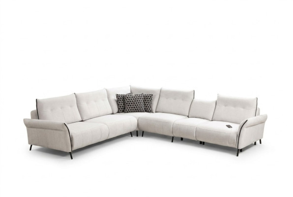 Weiß Ecksofa L-Form Wohnzimmer Polster Textil Sofa Couch Modern Möbel