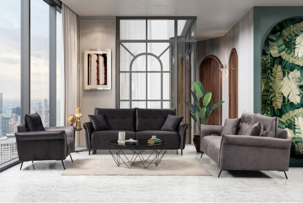 Sofagarnitur Set 2 tlg Wohnzimmer 2x Sofa Couch Dreisitzer Modern Möbel