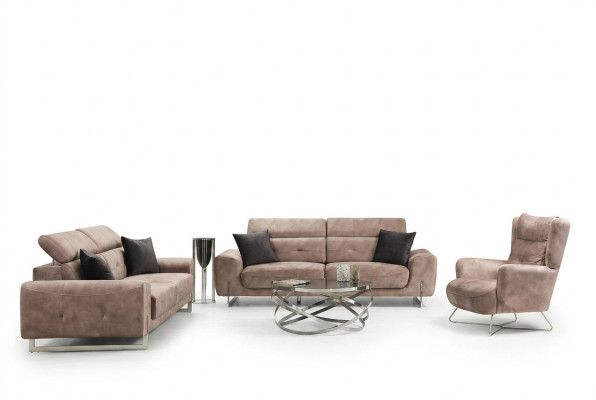 Sofagarnitur Set Dreisitzer Sofas Wohnzimmer Sessel Modern Design Textil