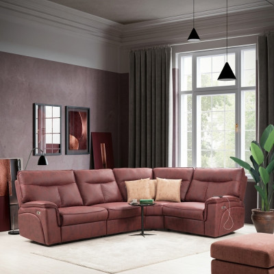 Luxus Ecksofa Rot Sofa Couch L-Form Modern Polstermöbel Designer Wohnzimmer