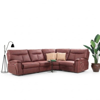 Luxus Ecksofa Rot Sofa Couch L-Form Modern Polstermöbel Designer Wohnzimmer