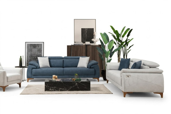 Modern Dreisitzer 2x Sofas Couch Sofagarnitur Komplett Textil Möbel Design